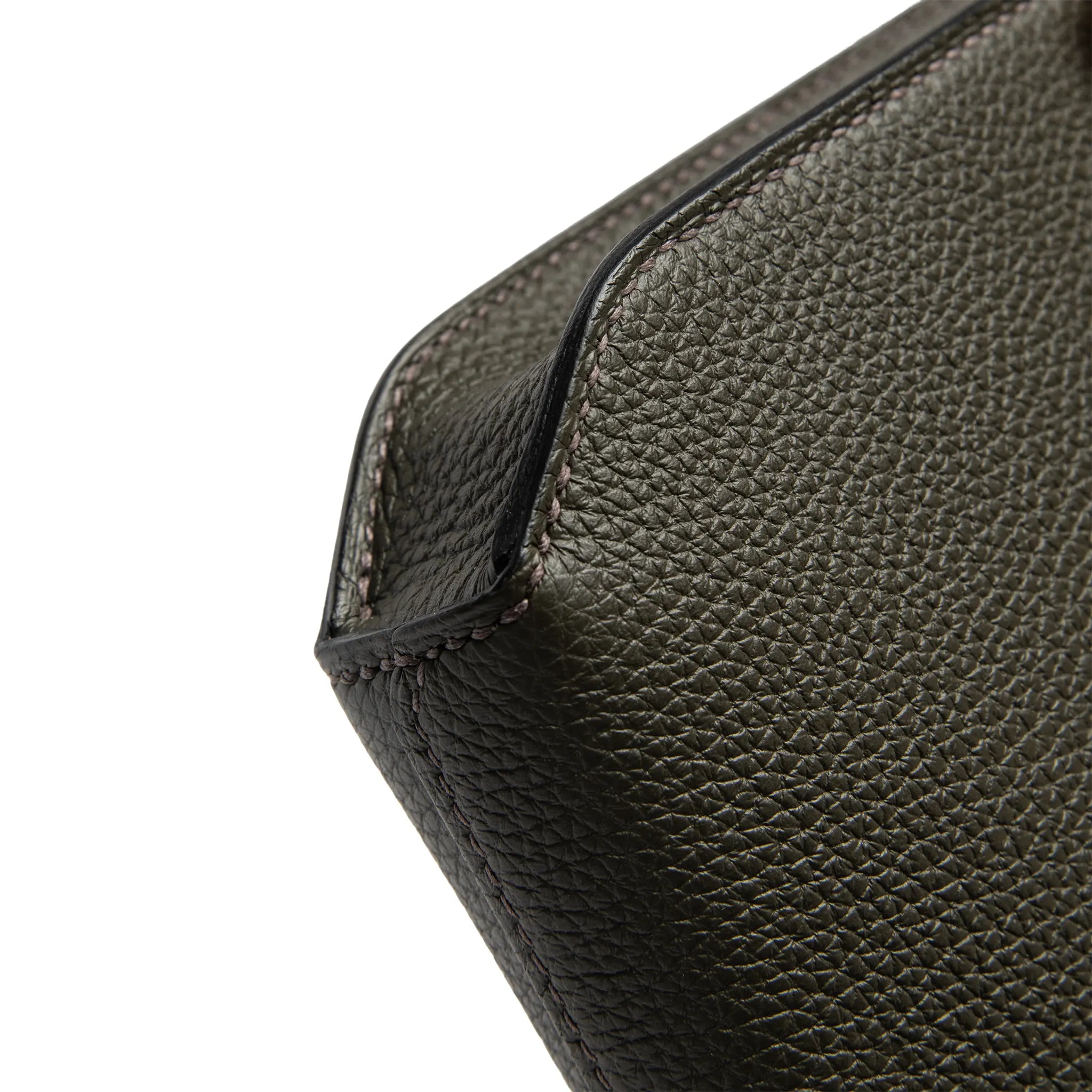Detailed View of Hermes Kelly Depeches 25 Togo Calfskin Vert De Gris Palladium Hardware